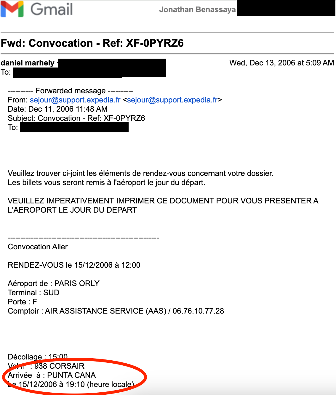 email confirmation - Punta Cana