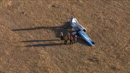 First responders at a crashed plane in Cedar Valley on July 7, 2024.