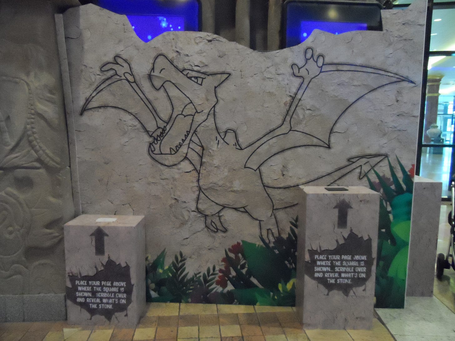 An area featuring Fossil Pokémon, where you could make a rubbing over one of the panels, to reveal an Aerodactyl