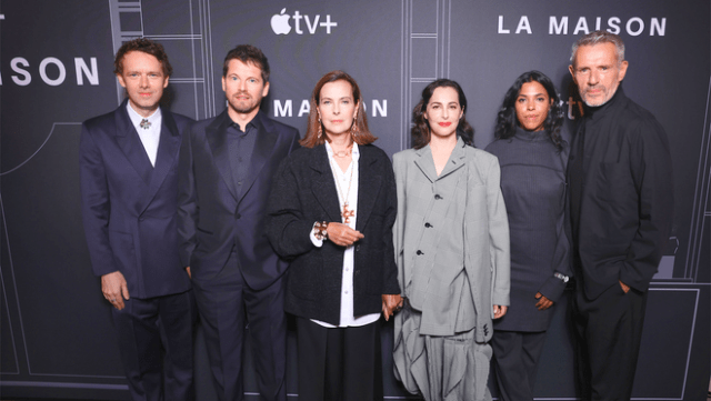 Antoine Reinartz, Pierre Deladonchamps, Carole Bouquet, Amira Casar, Zita Hanrot and Lambert Wilson attend the Paris premiere of the Apple TV+ fashion drama series “La Maison” at Elysées Biarritz. “La Maison” is available to stream globally on Apple TV+ on September 20, 2024.