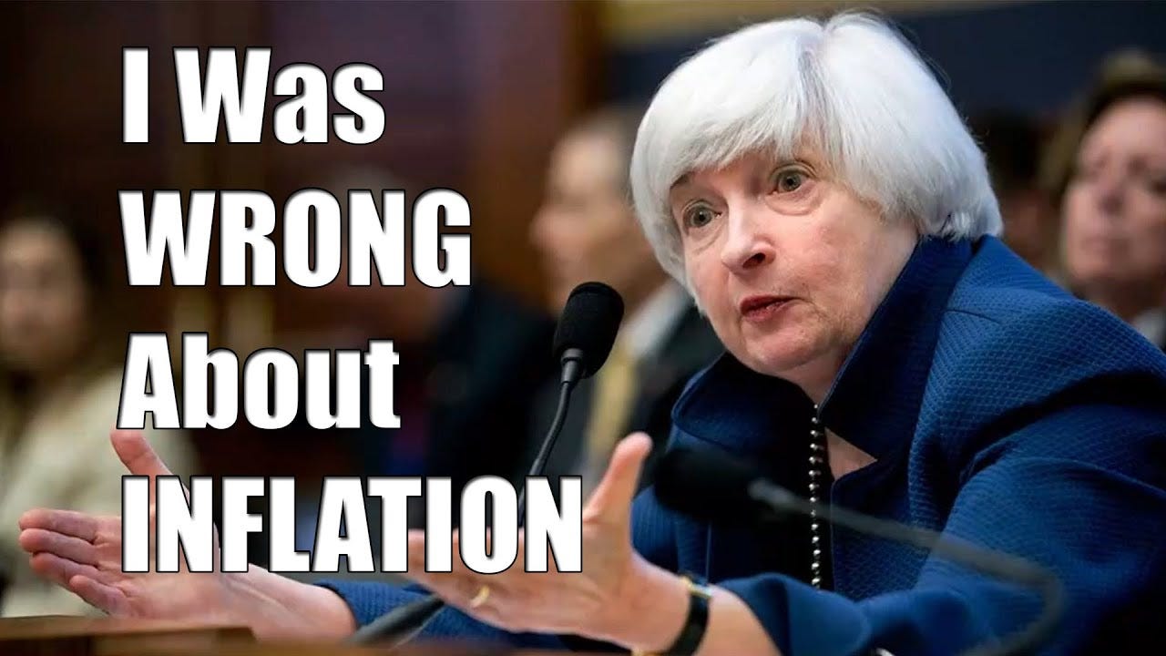 I Was Wrong About Inflation - Janet Yellen - YouTube