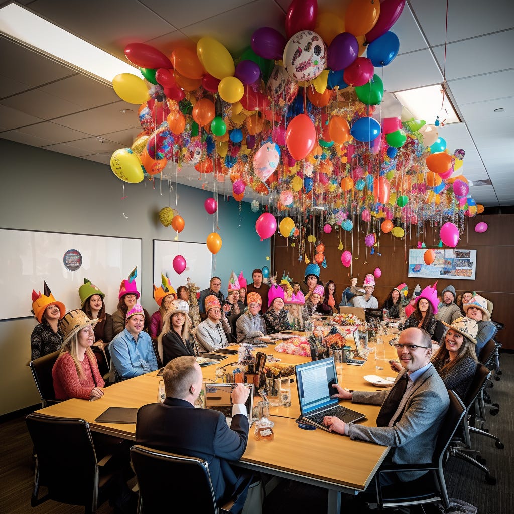 Product party with balloons