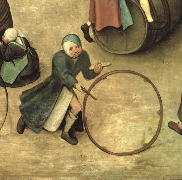 Canvas print Children's Games (Kinderspiele): detail of a child with a  stick and hoop | Fine Art Prints & Wall Decorations