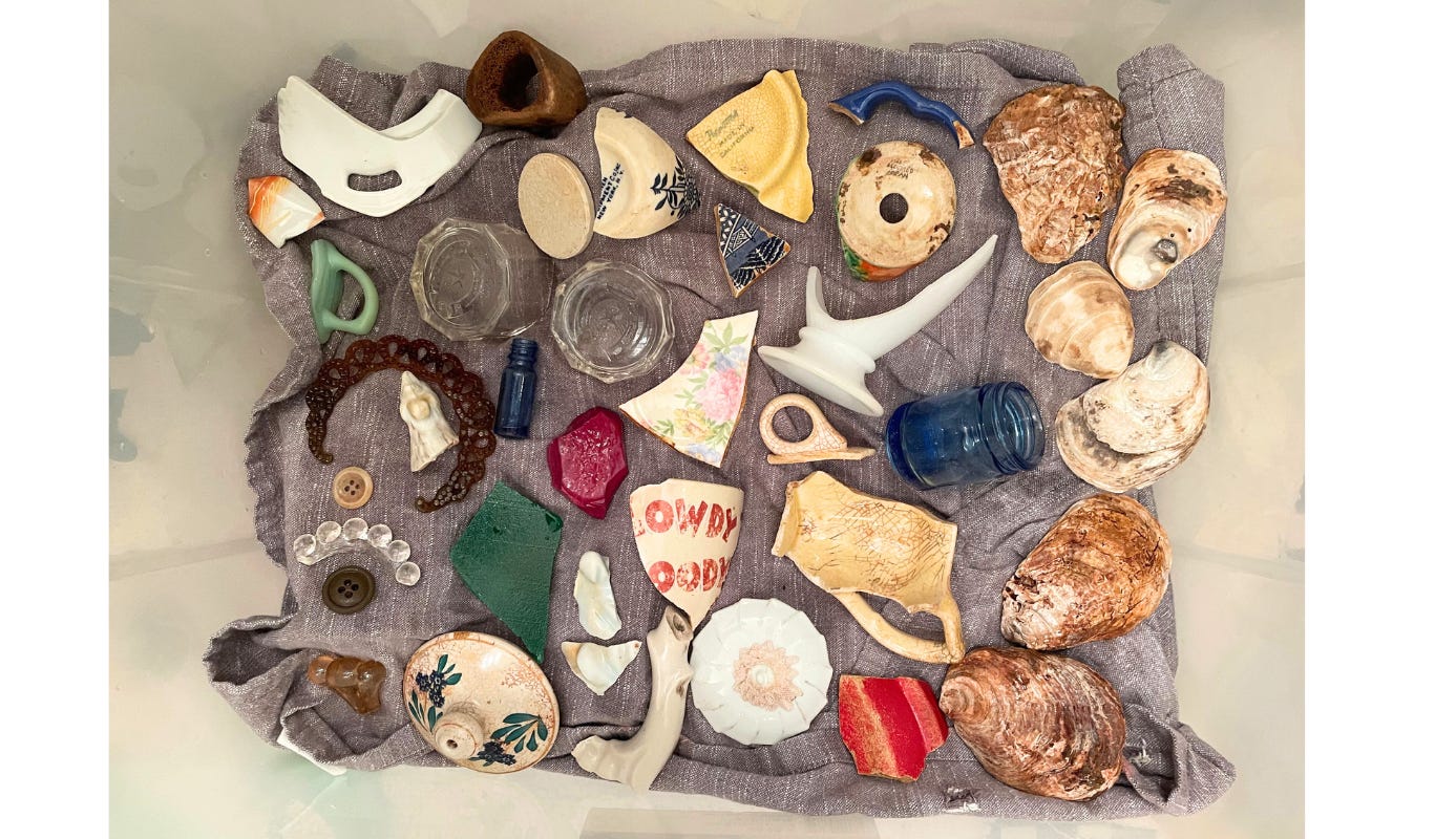 1950's trash collected at a beach in brooklyn