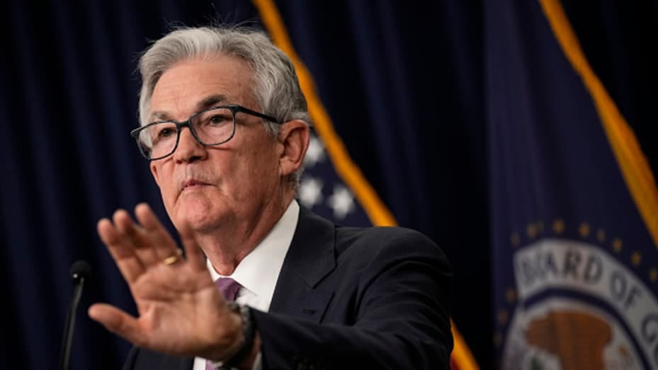 U.S. Federal Reserve Board Chairman Jerome Powell speaks during a news conference following a meeting of the Federal Open Market Committee (FOMC) at the headquarters of the Federal Reserve on June 14, 2023 in Washington, DC.
