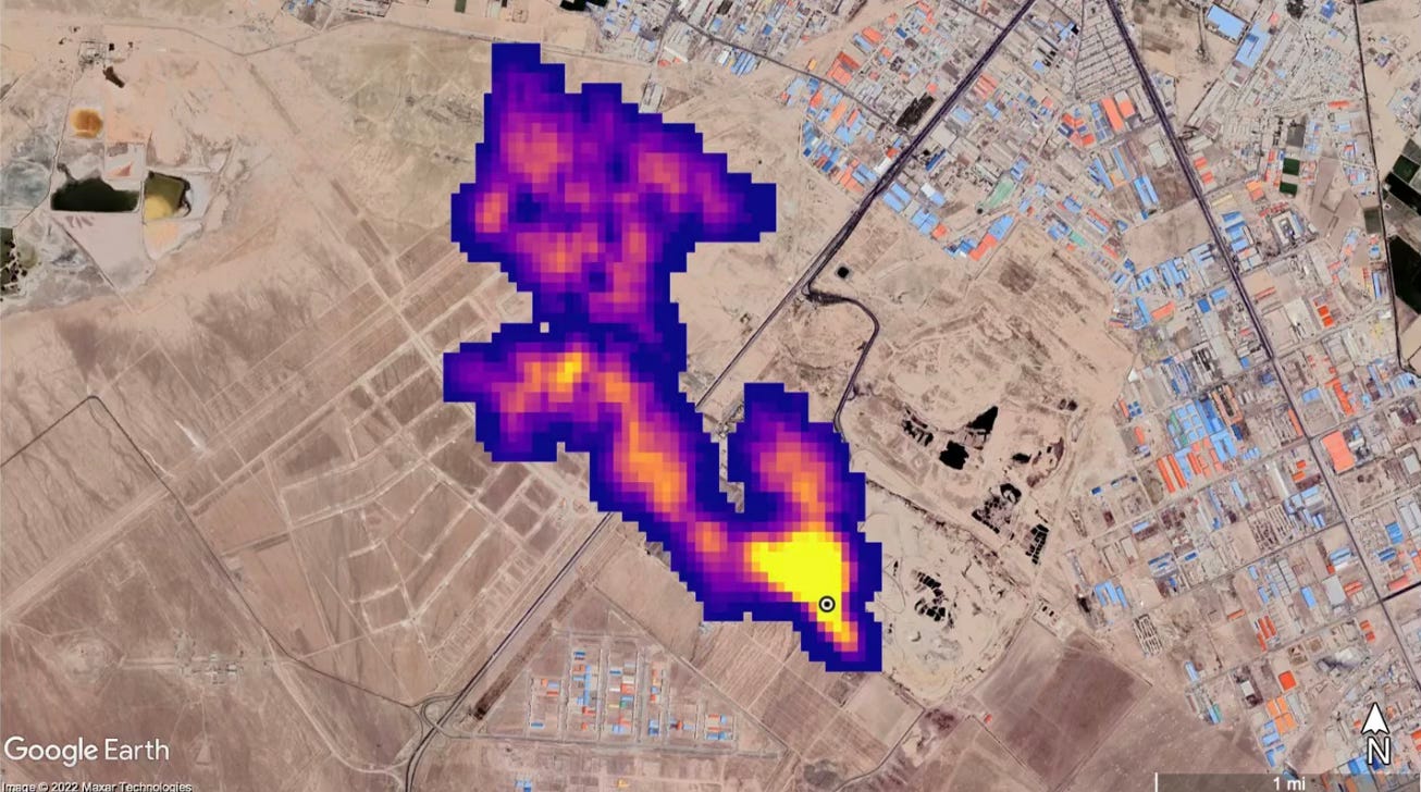 map showing a methane plume map showing a methane plume