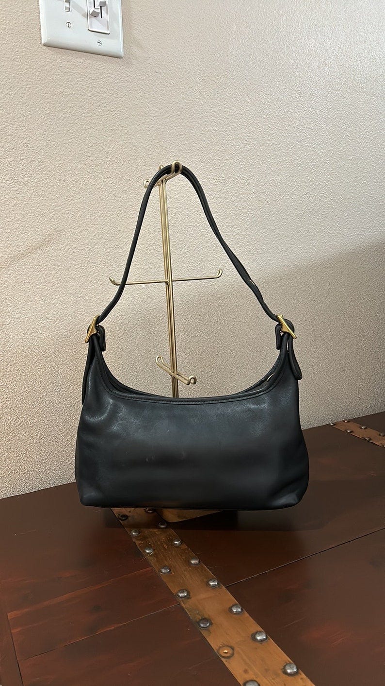 Vintage Coach Legacy Black Leather Small Handbag 9059 image 1