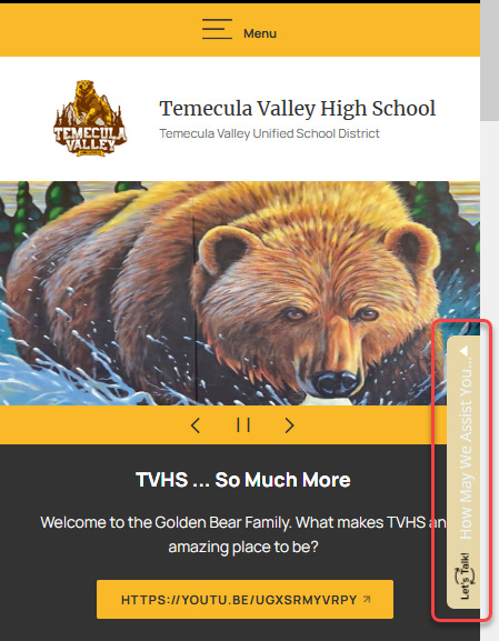 Let's Talk tab on TVHS website