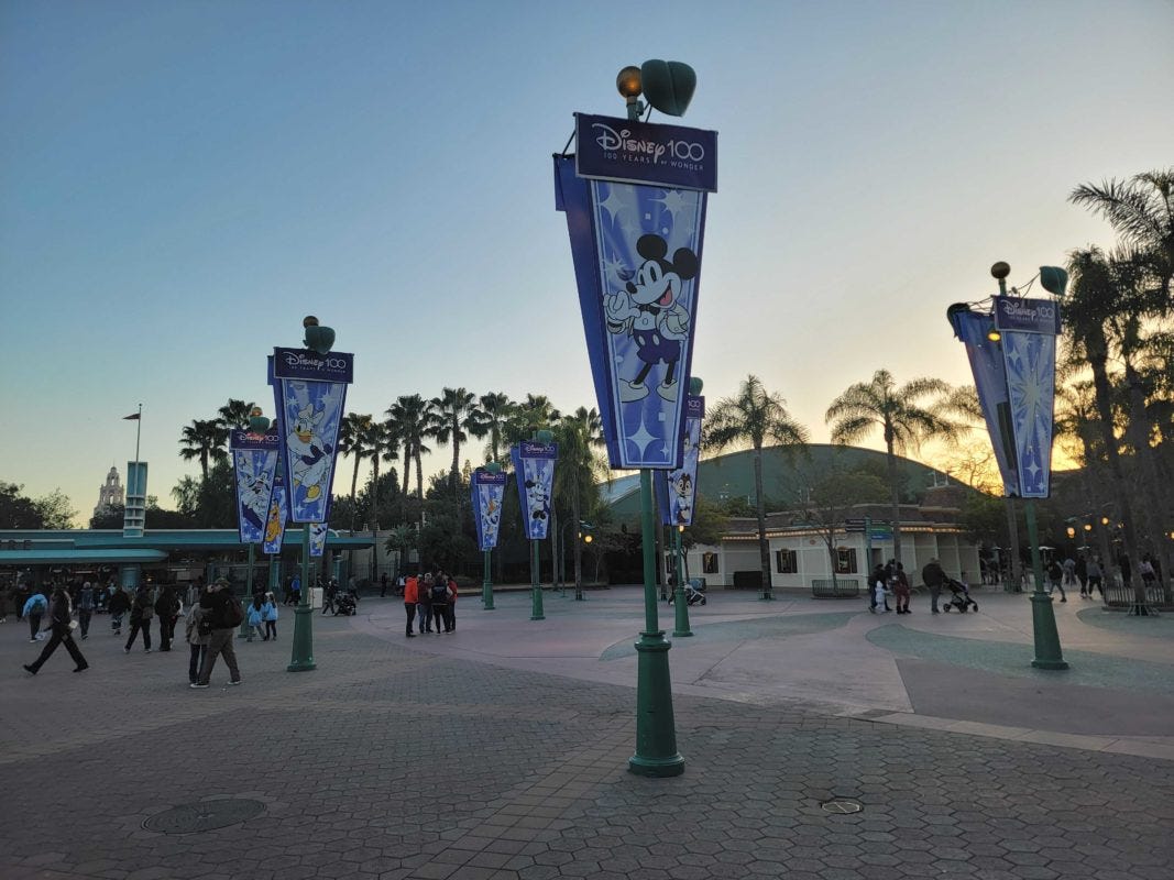 PHOTOS: Disney100 Banners Hung in Disneyland Resort Esplanade - Disneyland  News Today