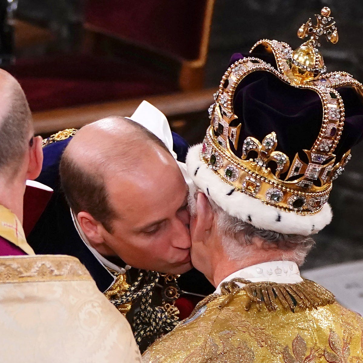 Prince William kisses emotional King Charles III during coronation ceremony  | The Independent