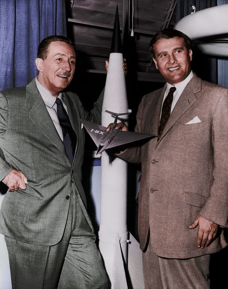 Walt Disney and Dr. Wernher von Braun | Walt disney pictures, Walt disney, Disney dream