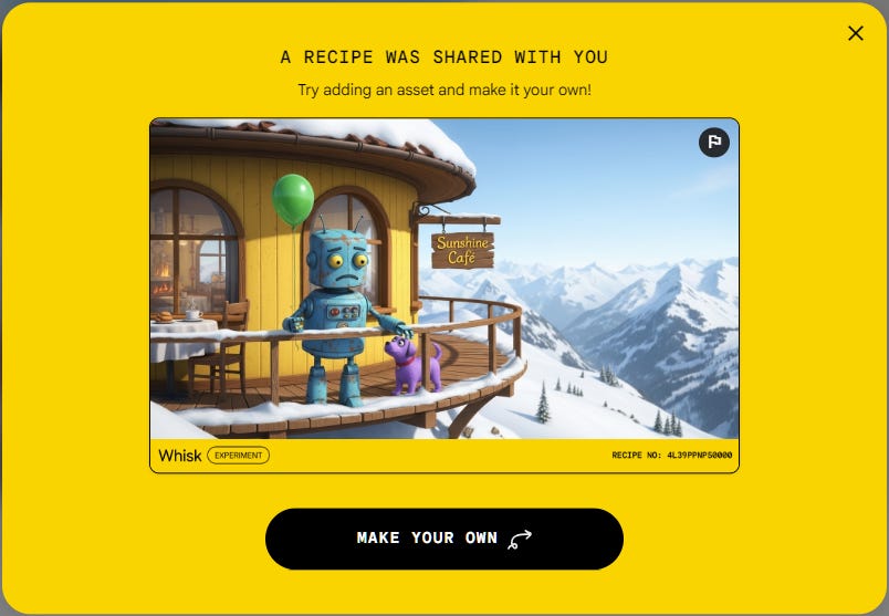 Shared creation from Google Whisk of a blue robot holding a green balloon