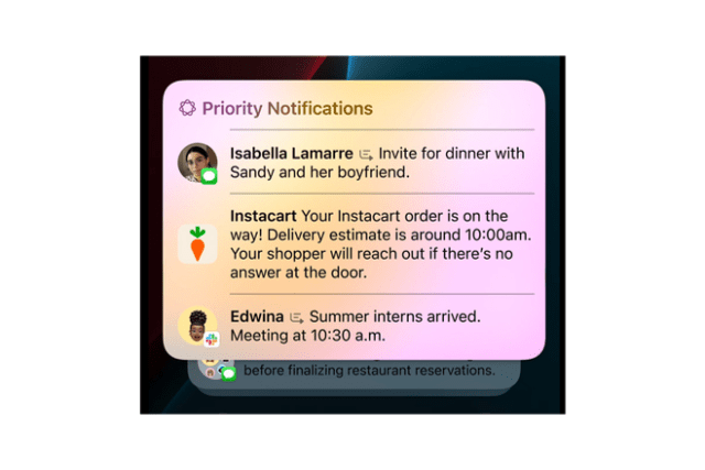 Priority Notifications surface what’s most important, and summaries help users scan long or stacked notifications to show key details.