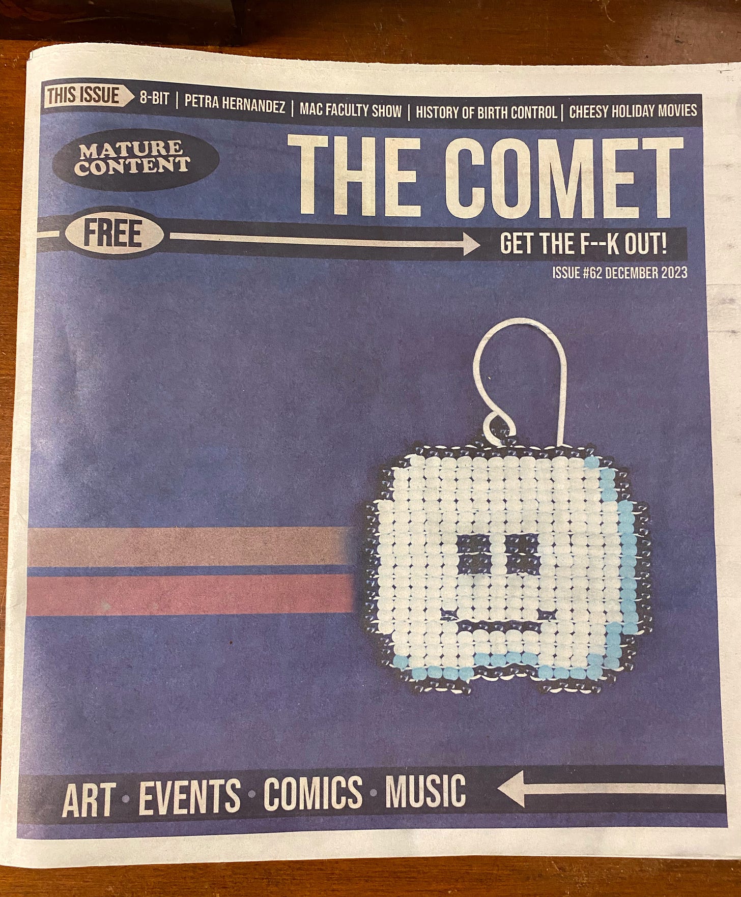 A photo of The Comet newspaper with my name on the top.