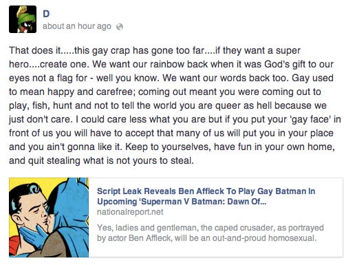 Homophobes Freak Out Over Gay Batman Movie Rumor Started By Satire Site