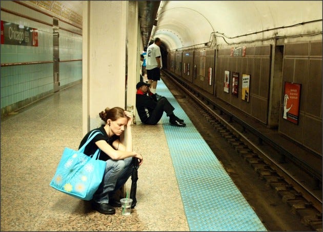 Girl waiting by subway