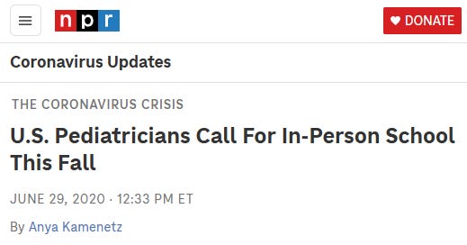 U.S. Pediatricians Call For In-Person School This Fall U.S. Pediatricians Call For In-Person School This Fall