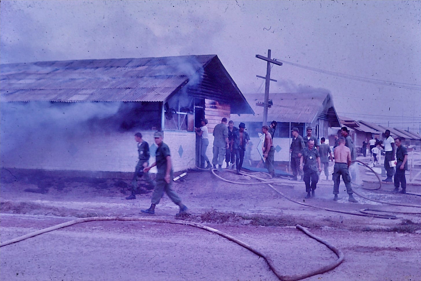 116th Aviation Battalion mess hall was hit by a rocket attack. 📸: Củ Chi, Vietnam. 1968.