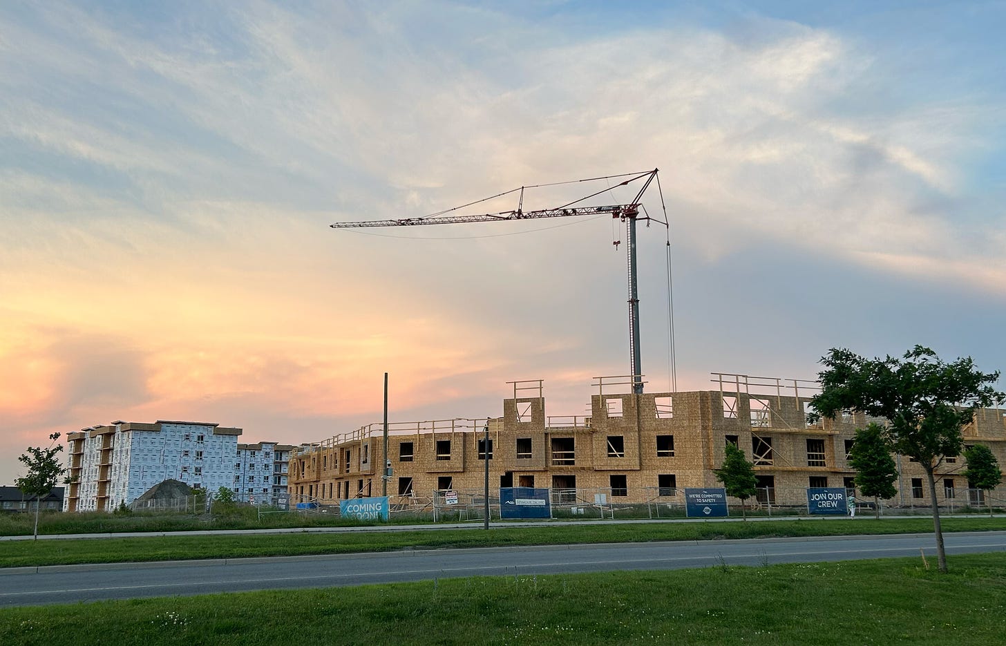 An apartment building under construction next to Robert Grant Avenue in Stittsville.