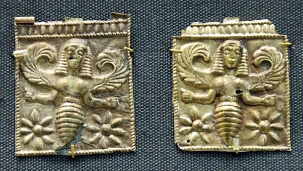 Diosas de las abejas. Placas de oro, siglo VII a.C. (Dominio público)