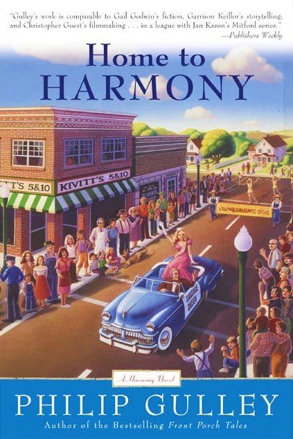 Illustrated book cover shows a parade down a small town main street