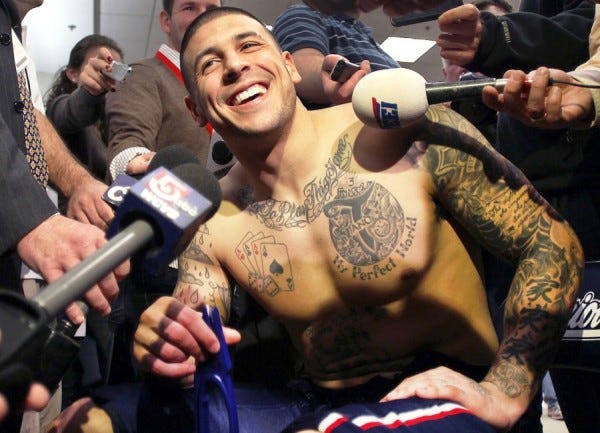 aaron hernandez shirtless tattoo nfl star 2015