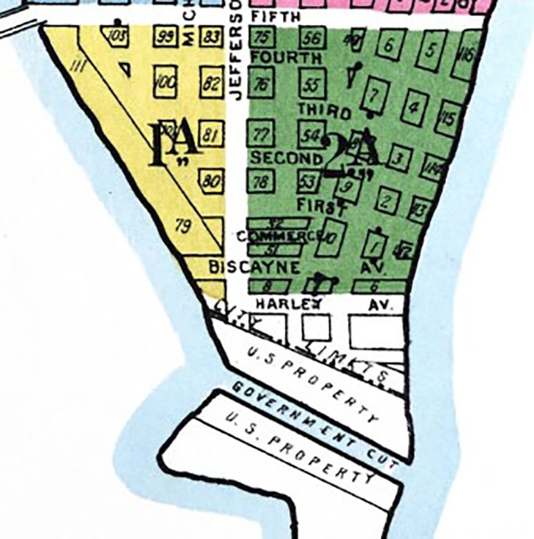 Figure 6: Sanborn Map in 1921 of Harley Street on Miami Beach