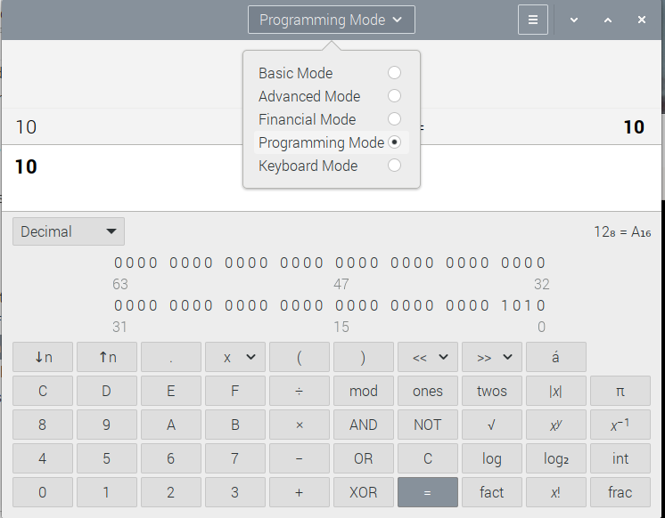 gnome-calculator in programming mode