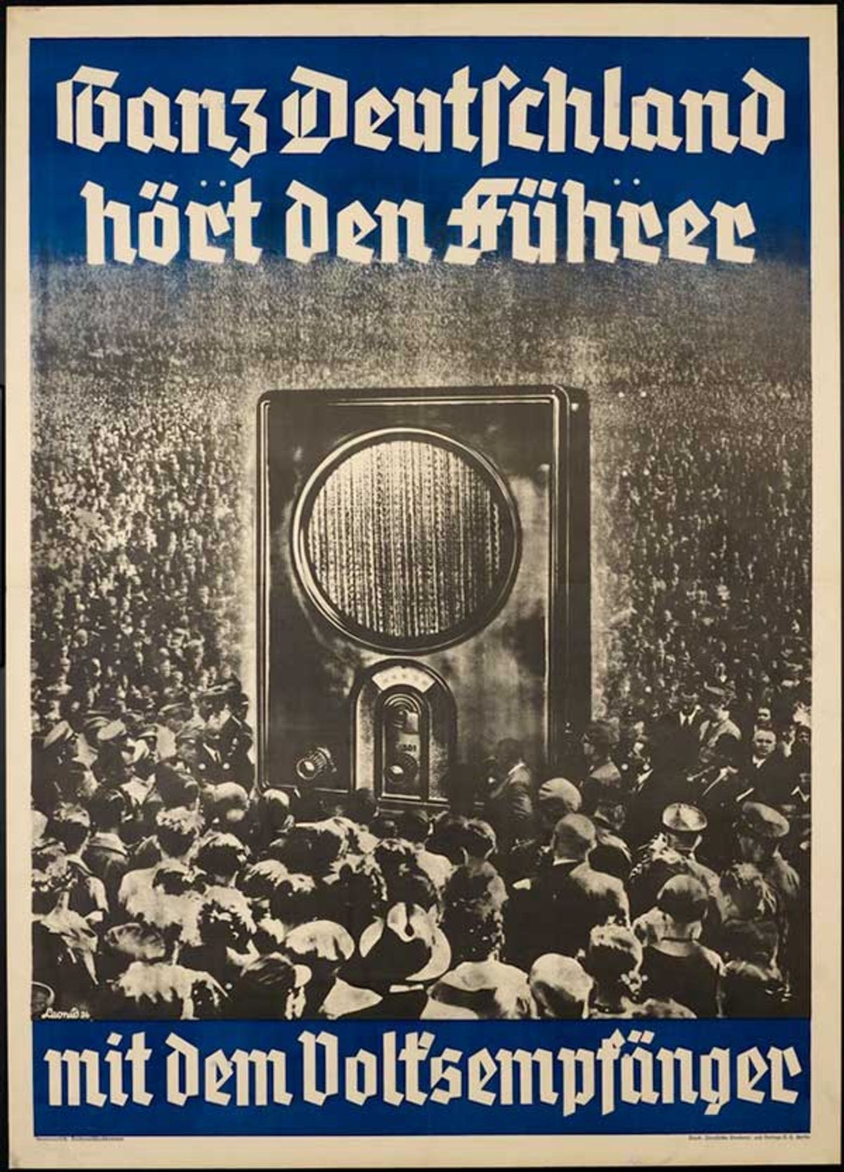 Image of a poster promoting the Volksempf\u00e4nger.