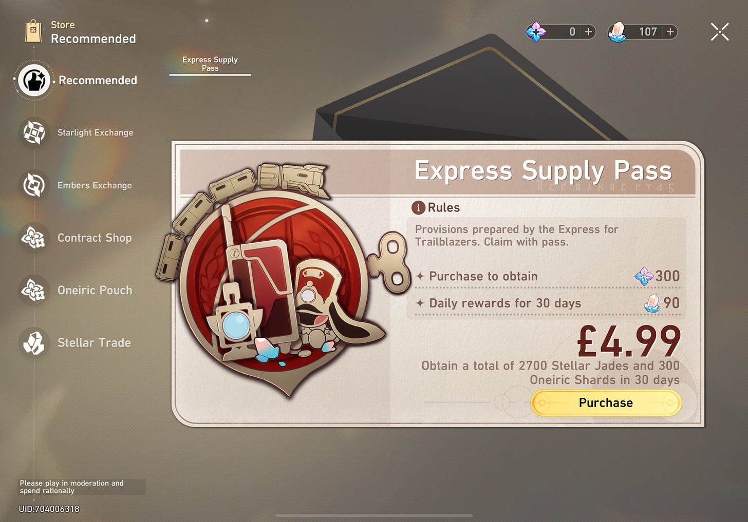 Express Supply Pass, costs £4.99