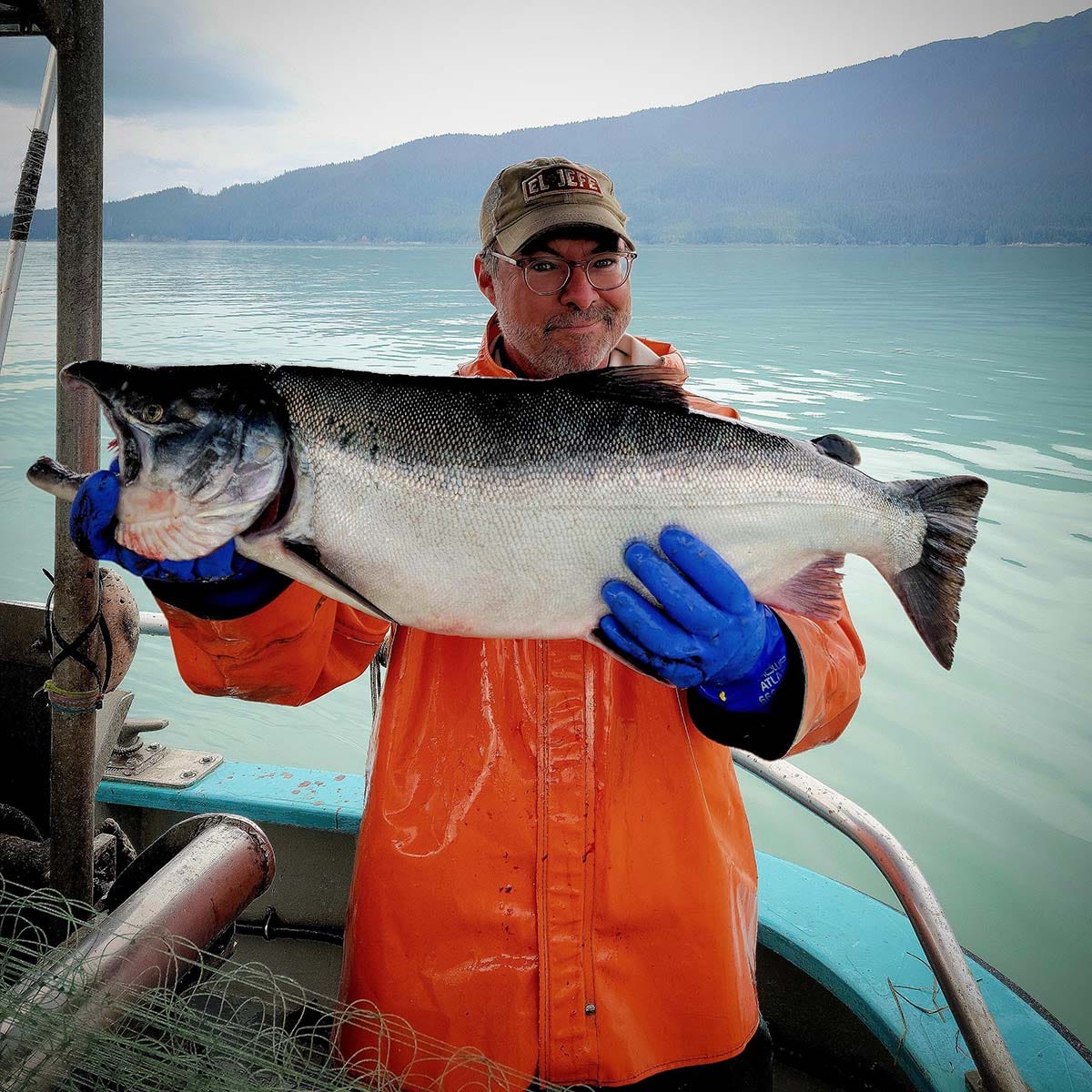 Hank Shaw with a giant coho salmon. 