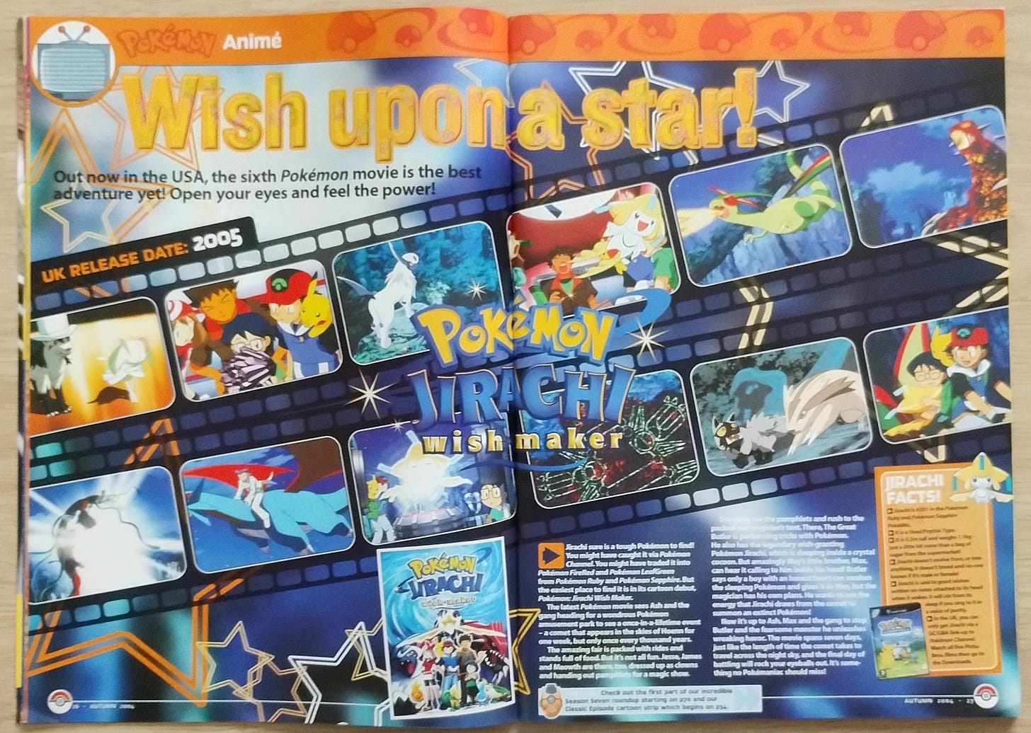 A feature on the sixth Pokémon movie: Jirachi Wish Maker