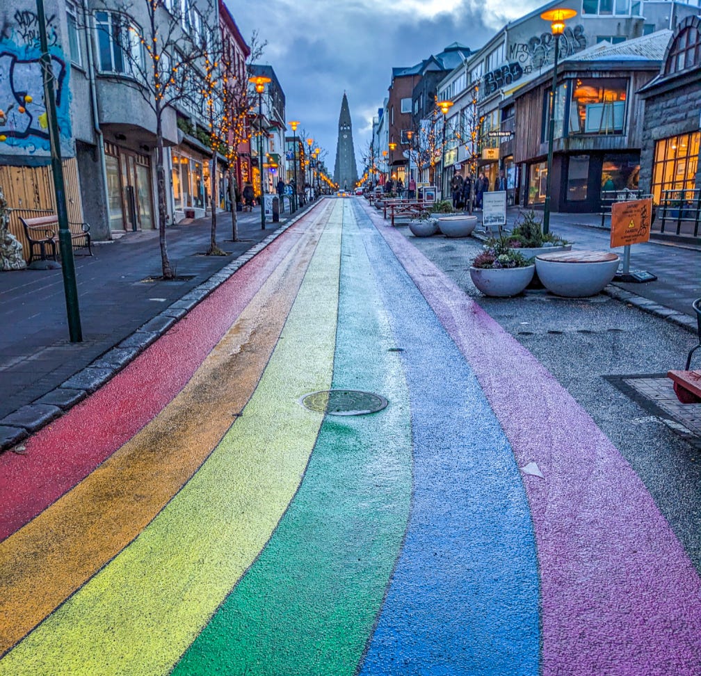 A rainbow street in iceland