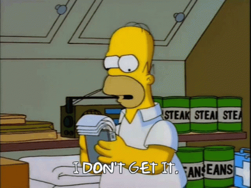 Homer Simpson flipping through notes saying "I don't get it."