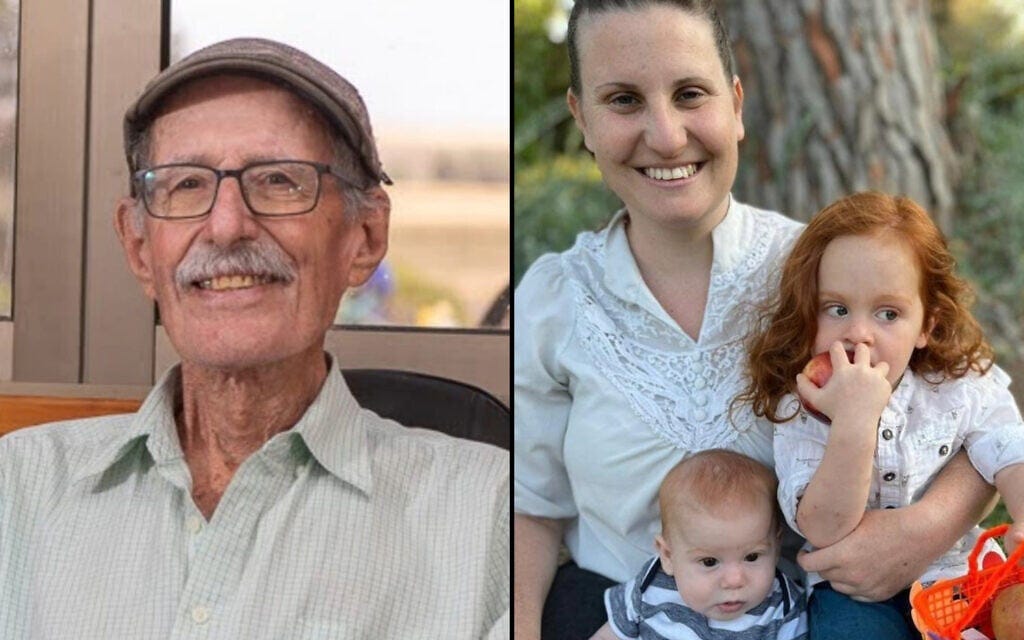 Oded Lifshitz (left); Shiri Bibas, Kfir Bibas and Ariel Bibas (Amiram Oren/Courtesy)