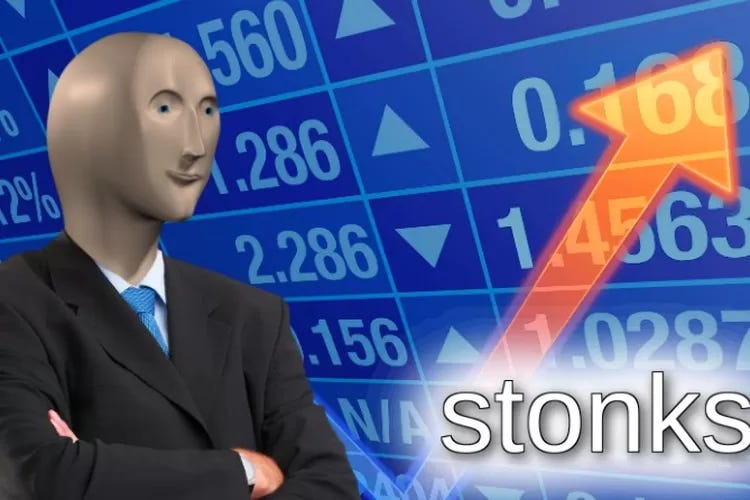 A meme representing profits at the stock market with the caption 'stonks.' KnowYourMeme.com
