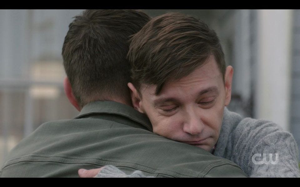 Garth hugging Dean Winchester tight your the best hero SPN 1510