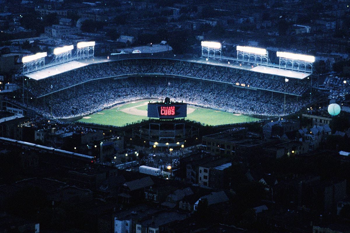 Today in Cubs history: The real first night game at Wrigley Field - Bleed  Cubbie Blue