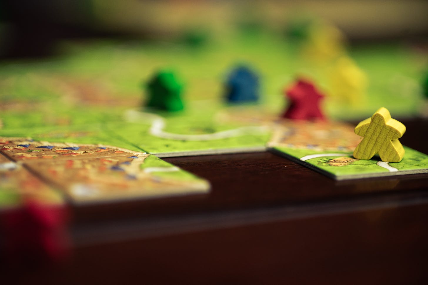 The board game Carcassonne on a table.