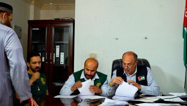 Les bureaux d'une structure de soutien aux réfugiés syriens en Jordanie Les bureaux d'une structure de soutien aux réfugiés syriens en Jordanie