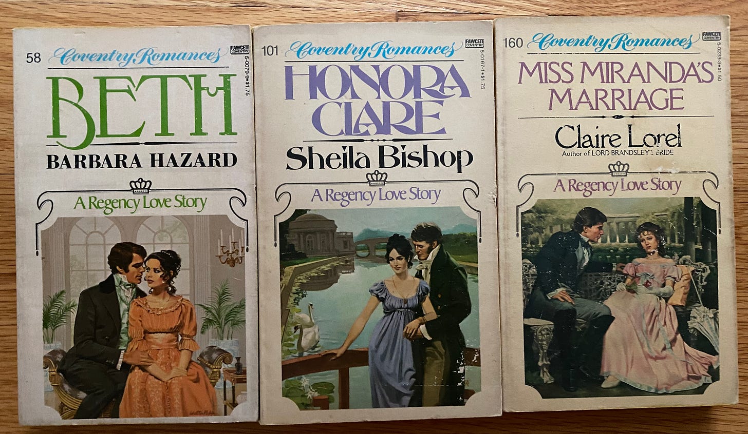 photo of 3 series Regency novels.