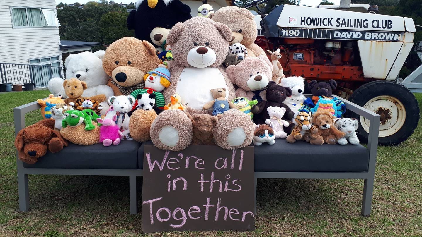 A Howick woman's teddy bears have a positive message. Photo / Supplied