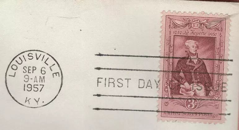 La Fayette Bi-Centennial 1757-1957 US FIRST DAY OF ISSUE