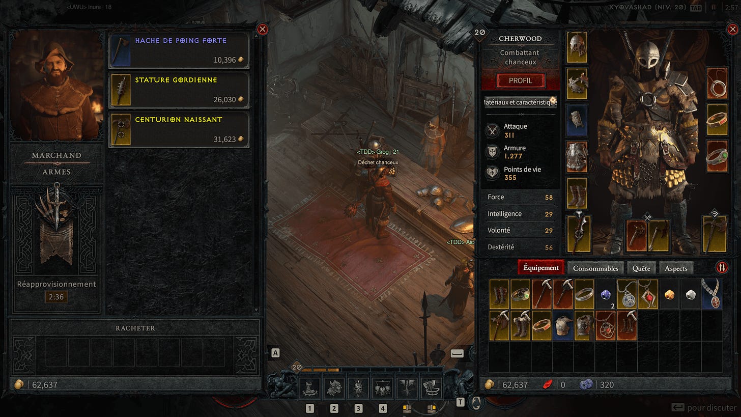 Vendor screenshot of Diablo IV Beta video game interface.