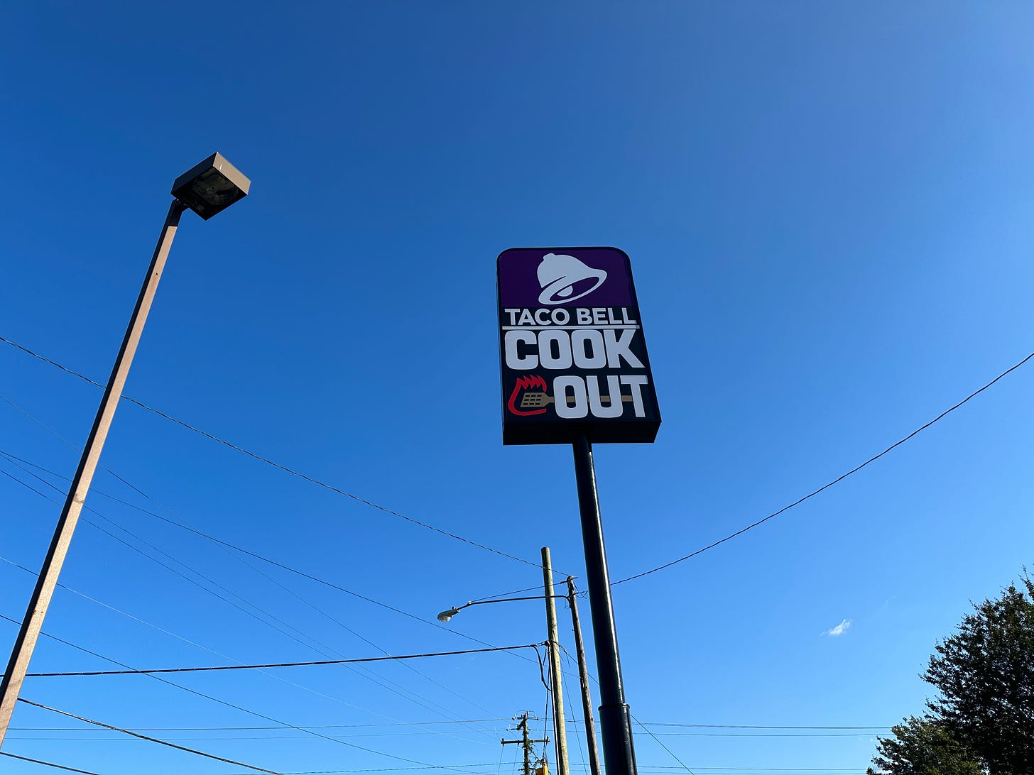 Taco Bell/Cook Out highway sign