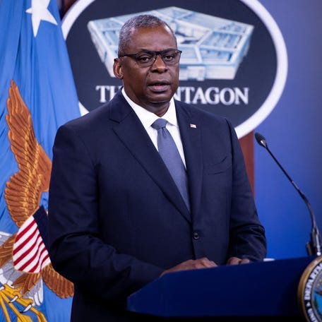 US Secretary of Defense Lloyd Austin III holds a press briefing about the US military drawdown in Afghanistan, at the Pentagon in Washington, DC September 1, 2021. The US military carried out strikes on three sites used by Iran-backed forces in Iraq on December 25 after an attack wounded American personnel earlier in the day, Defense Secretary Lloyd Austin said.