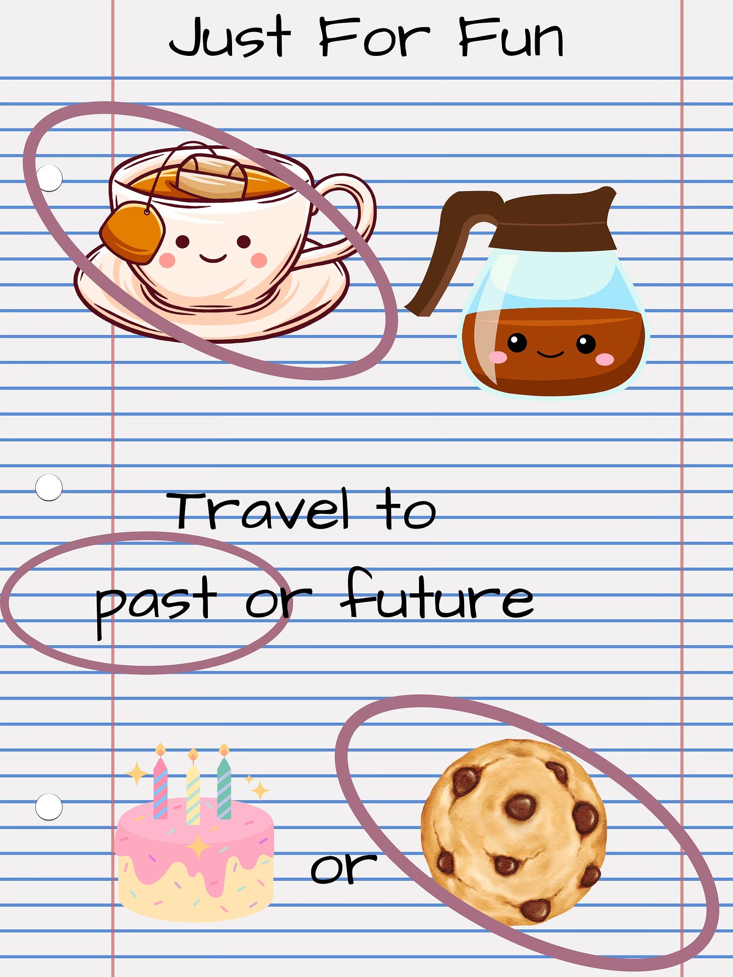 Abi prefers tea over coffee; would rather travel to the past than the future; prefers cookies over cake.