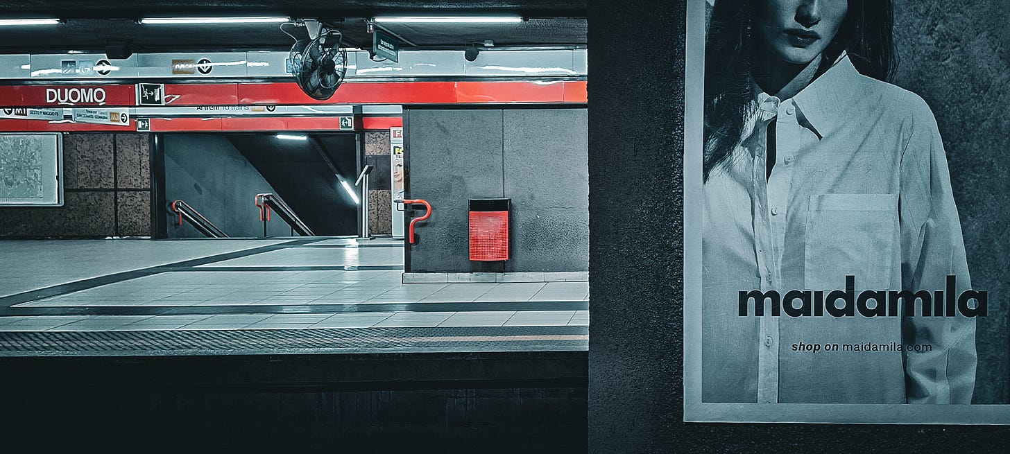   Empty subway station.