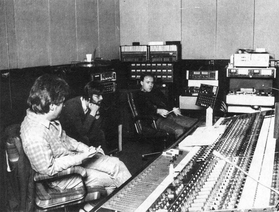 Andy Todd (on right) in CBS Studio Three, in front of Neve console