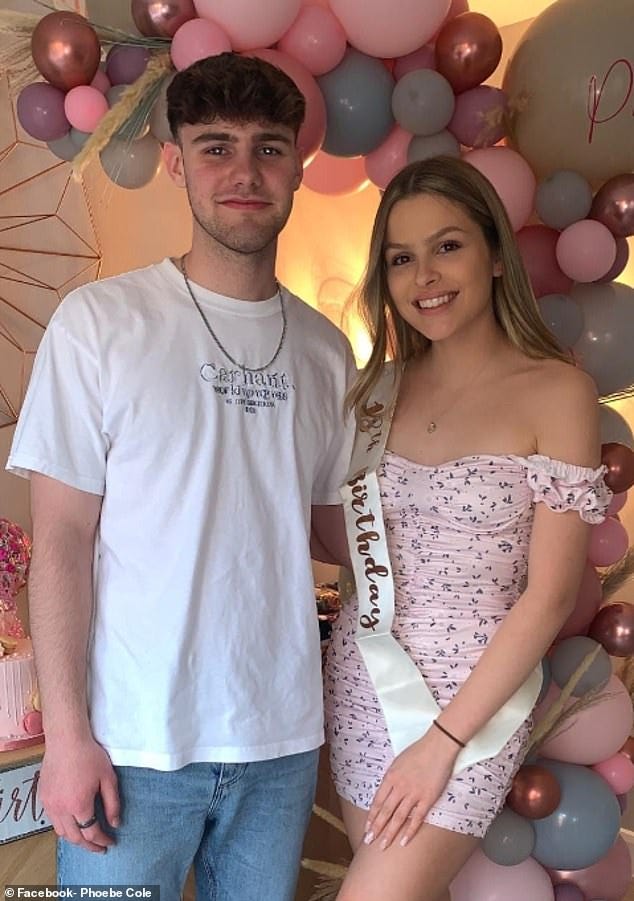 Dylan Lamb (left), 20, who received £5,000 from football star Jack Grealish for cancer treatment has died. His girlfriend Phoebe Cole (right) shared the news of the student's death on Facebook